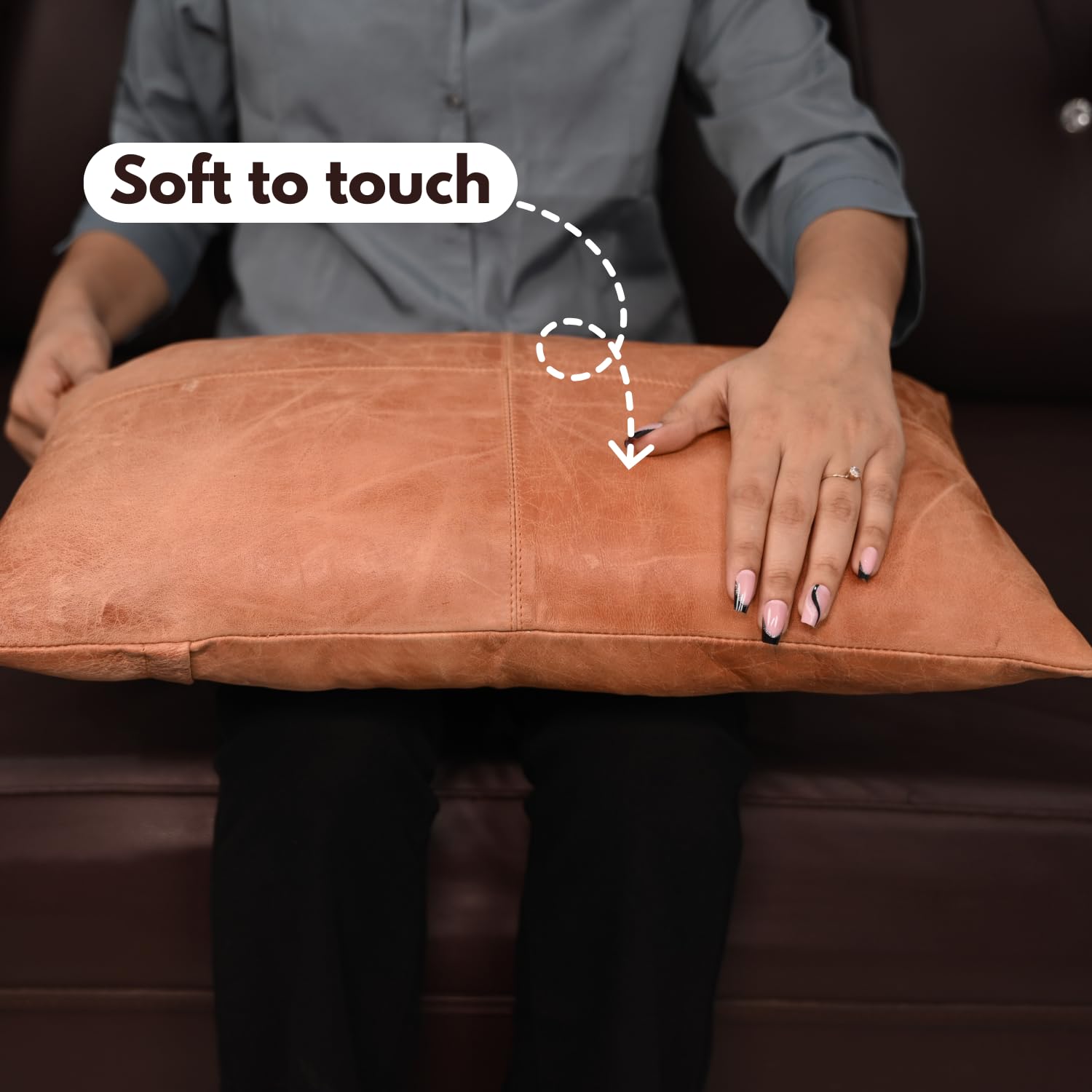 D DOLLY LAMB Lambskin Leather Pillow Cover - Sofa Cushion