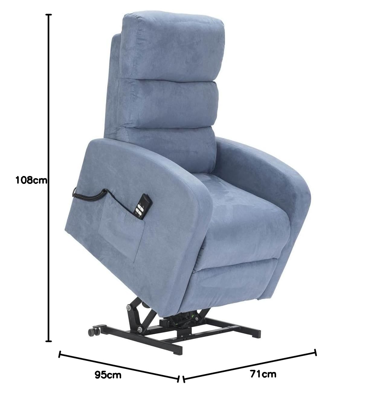 SIME Robin1 Poltrona Alzapersona reclinabile Detraibile 19% Kit 4 ruote seduta micromolle schienale fiocco poltrone elettriche poltrone relax Azzurro