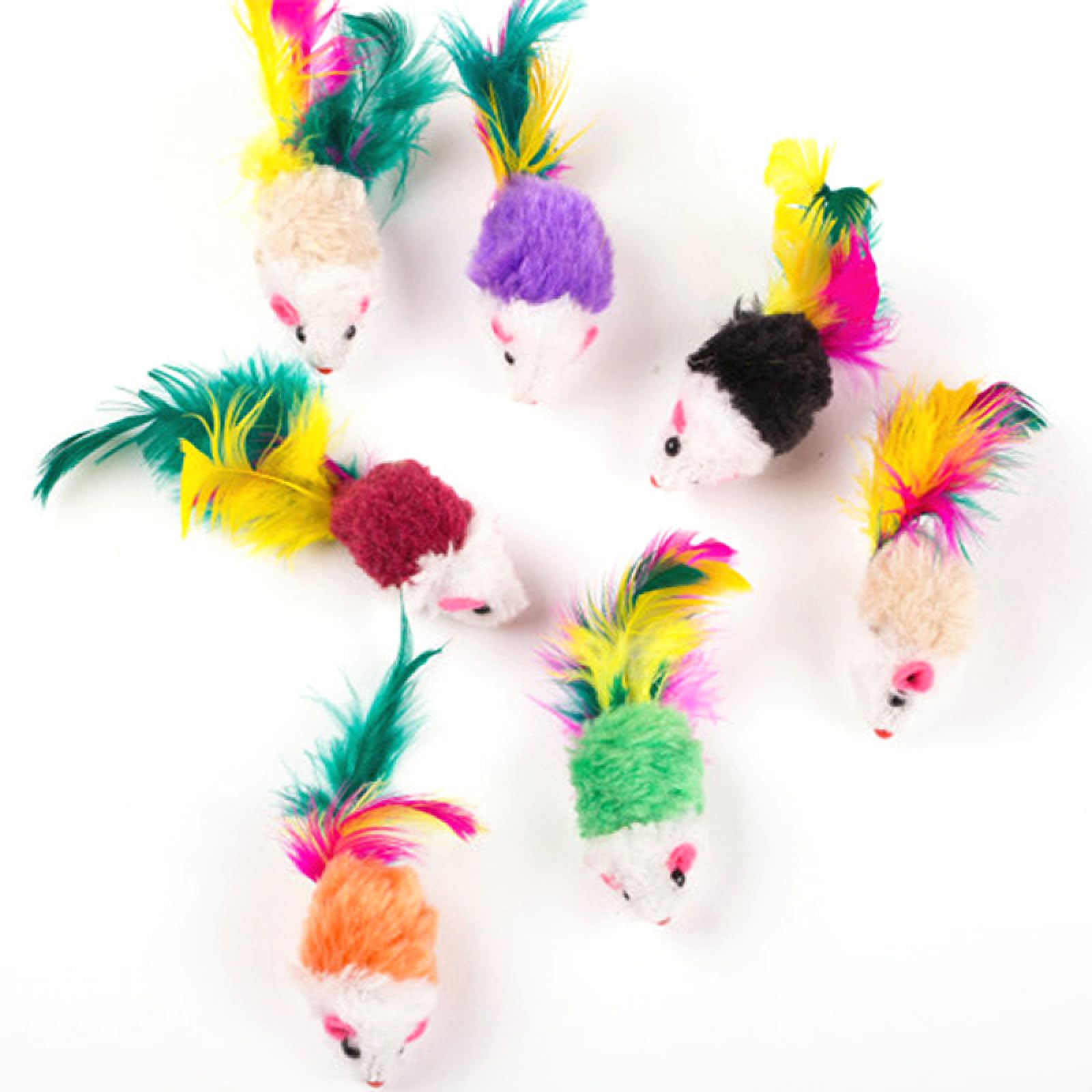Katzenangel, Katzenspielzeug Mini Weiche Fleece Falsche Maus Bunte Feder Spielen Trainingsspielzeug for Kätzchen Welpen 20Pcs