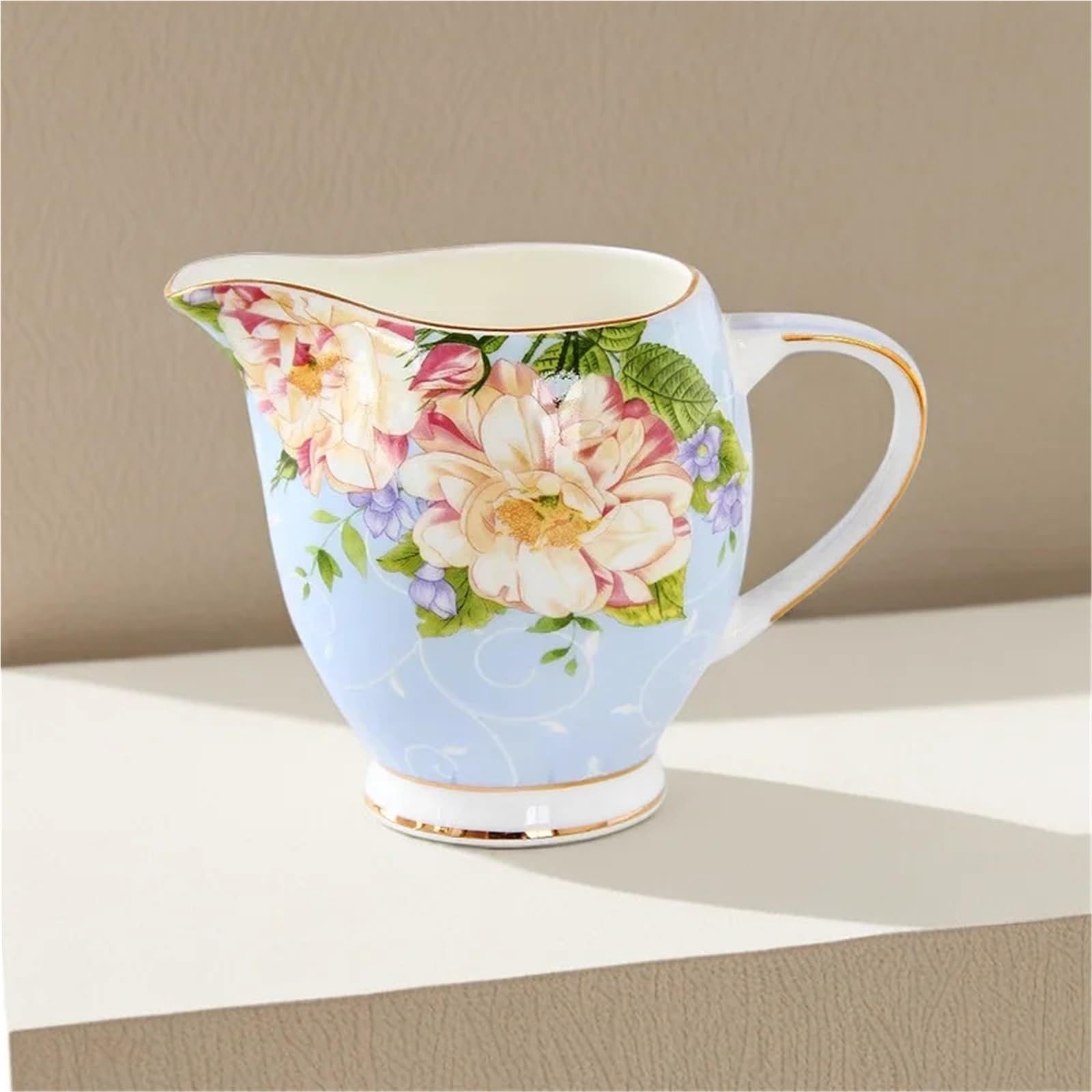 Tanque de leche de porcelana, accesorios de juego de té de la tarde, vasos, Latte Art, jarra, jarra de leche, 2 uds. Para café(Blue300ml)