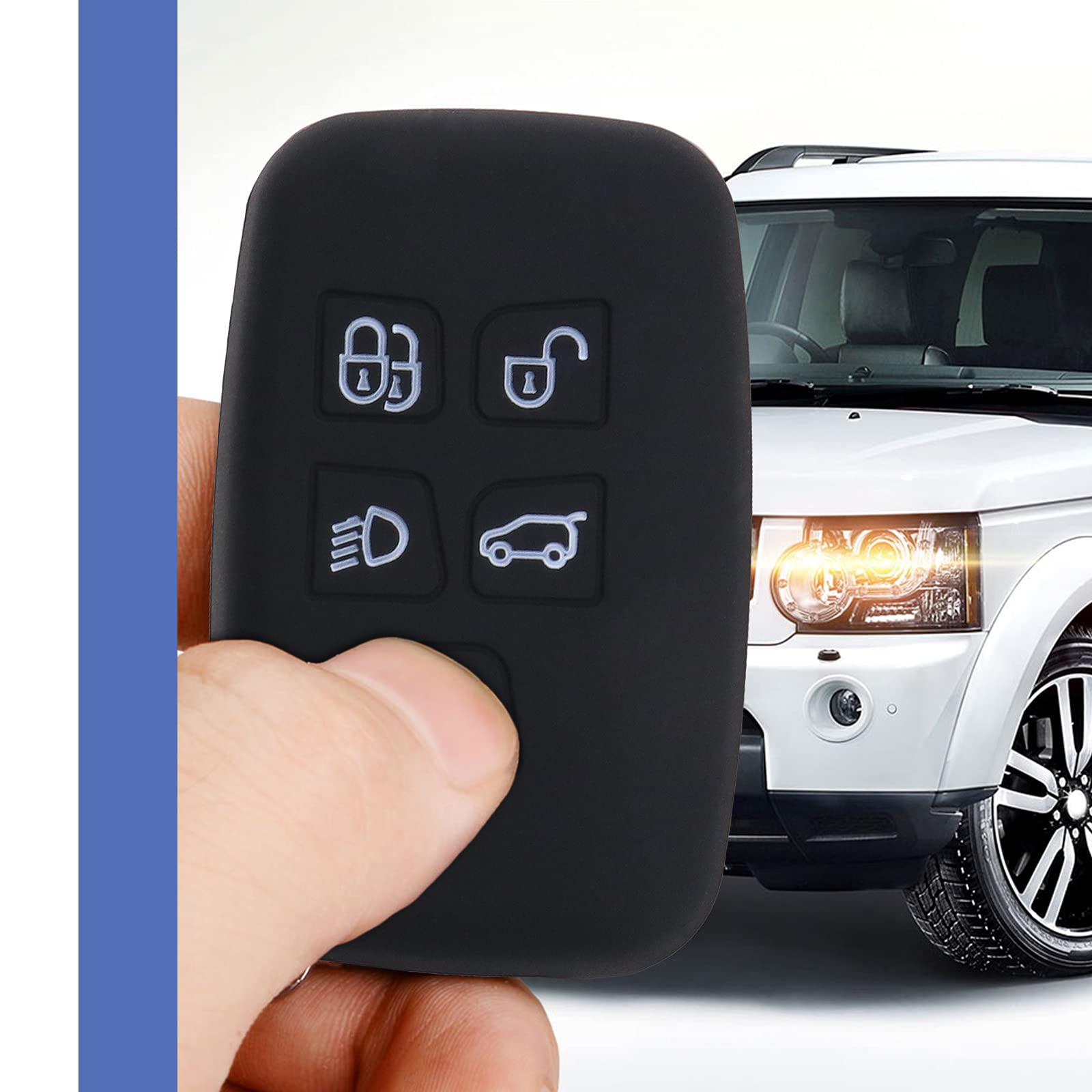 ECSiNG 2 Cover In Silicone Per Chiavi Auto Land Rover Range Rover Evoque Freelander 2 Jaguar XE XF XJ, 5 Pulsanti, Morbide E Protettive