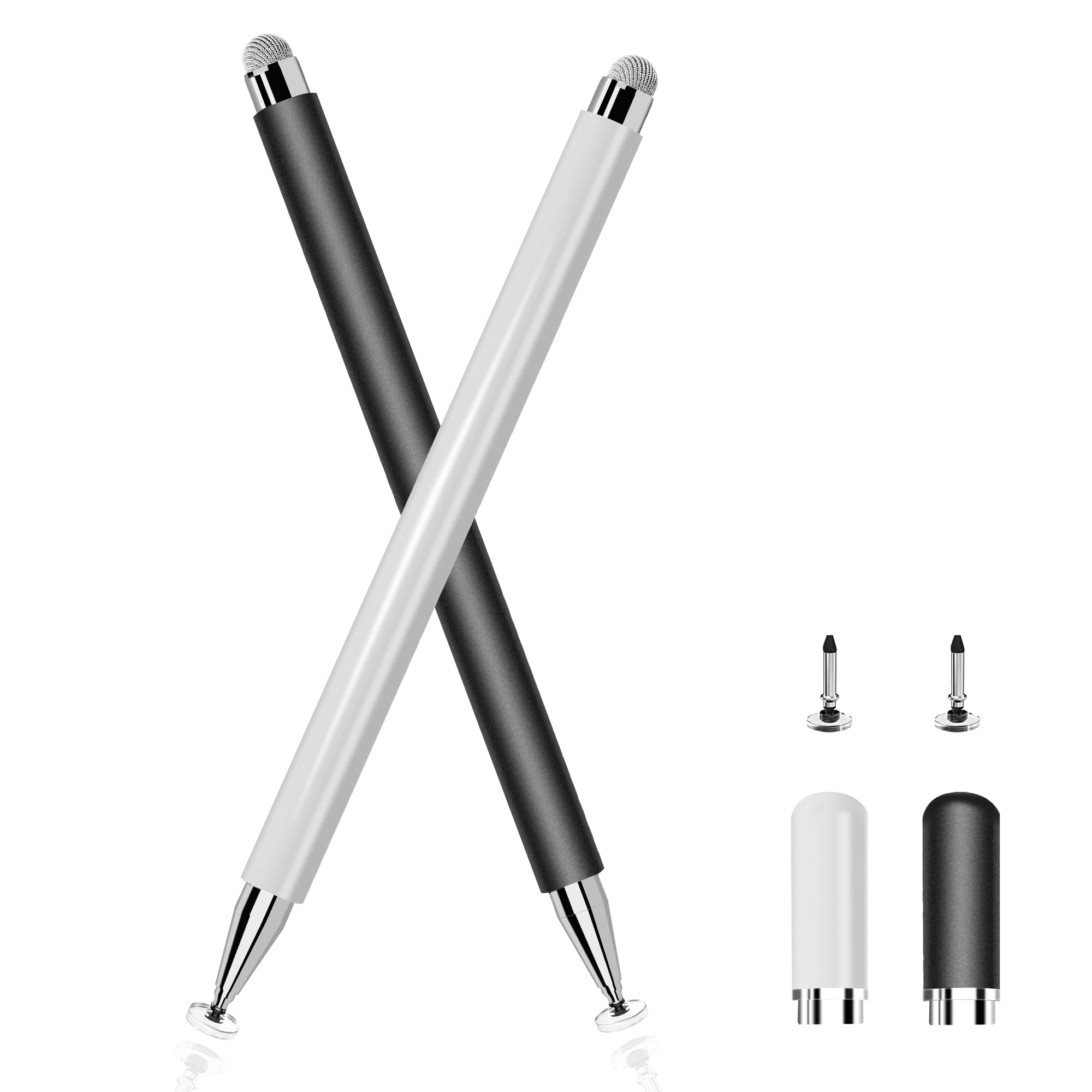 Stylet Universel Haute Précision pour Écrans Tactiles, Compatible Tablettes Smartphones Samsung Galaxy Android (Blanc/Noir)