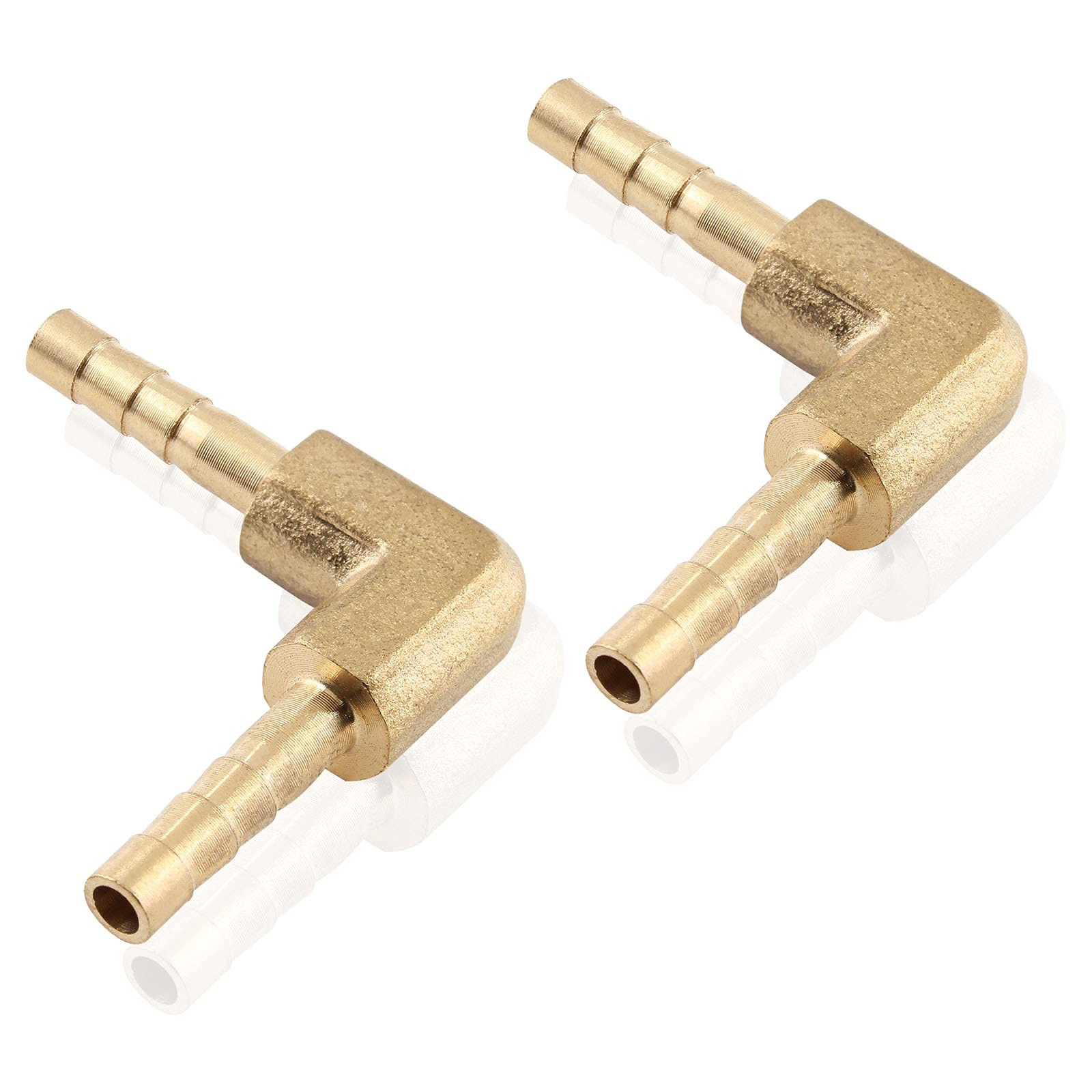 Zorfeter 2 Pack Brass Hose Barb Fitting 5/32" x 5/32" 4mm ID 90 Degree L Right Angle Elbow