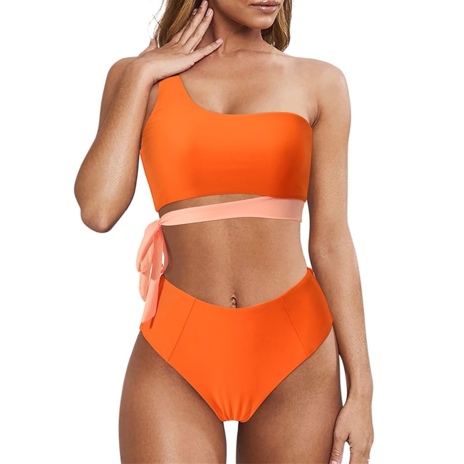 Costume da Bagno da Donna Bikini da Donna Costume da Bagno Sexy Monospalla Push-up Leopardato A Vita Alta Costumi da Bagno Costume da Bagno Bikini (Color : B4286OR, Size : S)