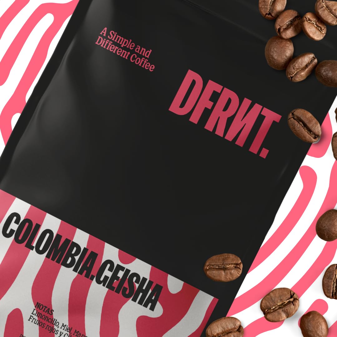 DFRNT. Colombia Geisha 2 x 250 g – Caffè in grani 100% Arabica – 85 Punti SCA – Caffè di specialità di Colombia – Note floreali e fruttate – Ideale per filtro – Tostatura recente in Spagna