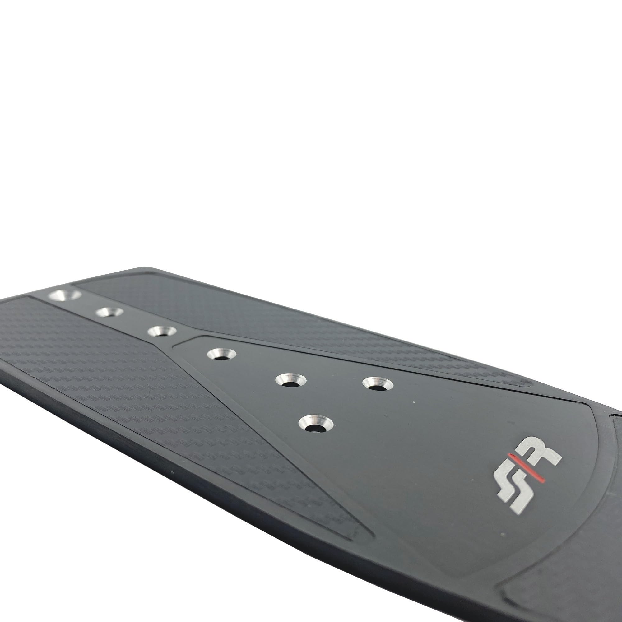 Simoni Racing 820CL Pedana Poggiapiede Universale, pedana antiscivolo per Auto, in Alluminio Nero e Carbon Look