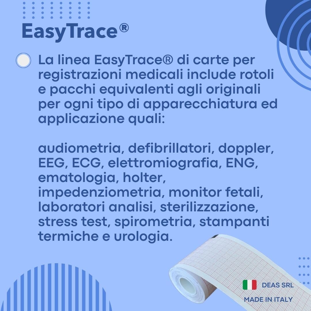 EasyTrace® Confezione 5 pezzi - PACCHI CARTA TERMICA PER ECG MAC 2000, MAC 5000, MAC 5500 HD [MA210280P] FORMATO PACCO: 210 MM X 280 MM X 300 FOGLI