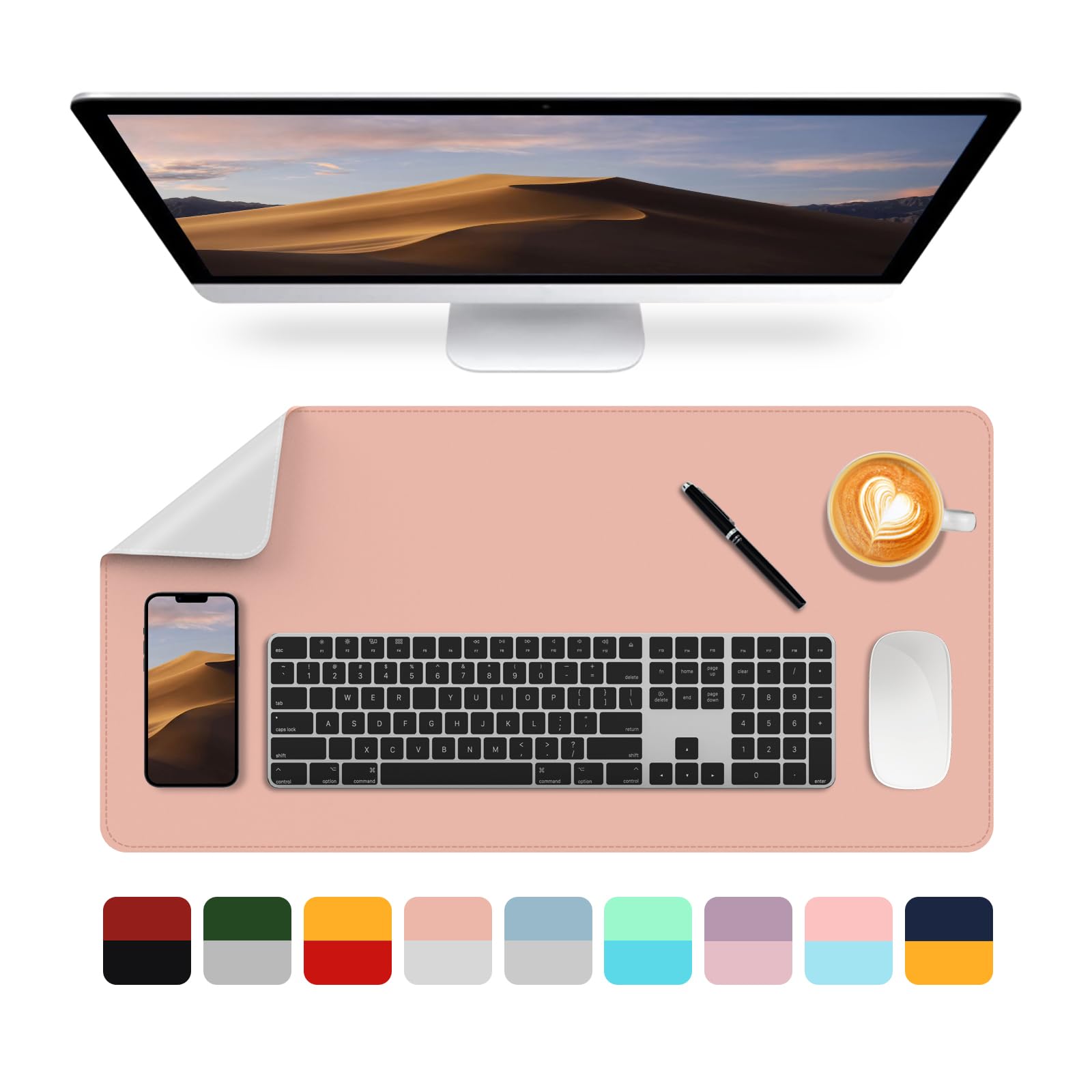 Makeup Mat for Vanity Top Protector,Craft Mats to Protect Table,Nail Art Table Mat,Dresser Protector Top Vanity Essentials,Vanity Desk Cover Pads,Dresser Cover Top Mats(Pink+Gray,31.5" x 15.7")