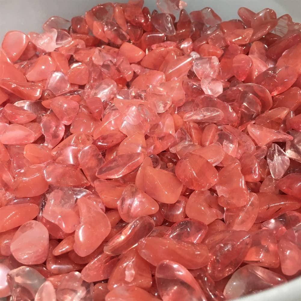 Piedras de Grava pulidas de Piedra de Cristal de Cuarzo Fundido Rojo for Decorar la decoración de NaturalReiki dingchi Espécimen Mineral de Piedra (Size : 500g)
