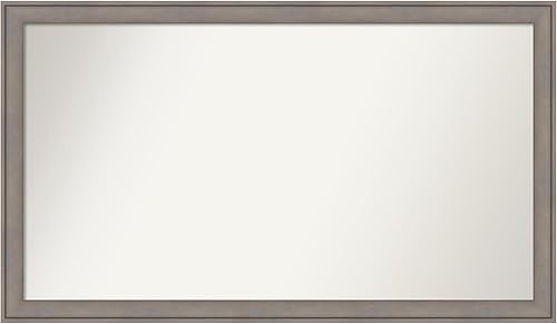Amanti Art Grey Bathroom Mirror for Over Sink, 26x45 Custom Made Greywash Rectangle Vanity Mirror, Oversize Country Rustic Wood Frame, Hangs