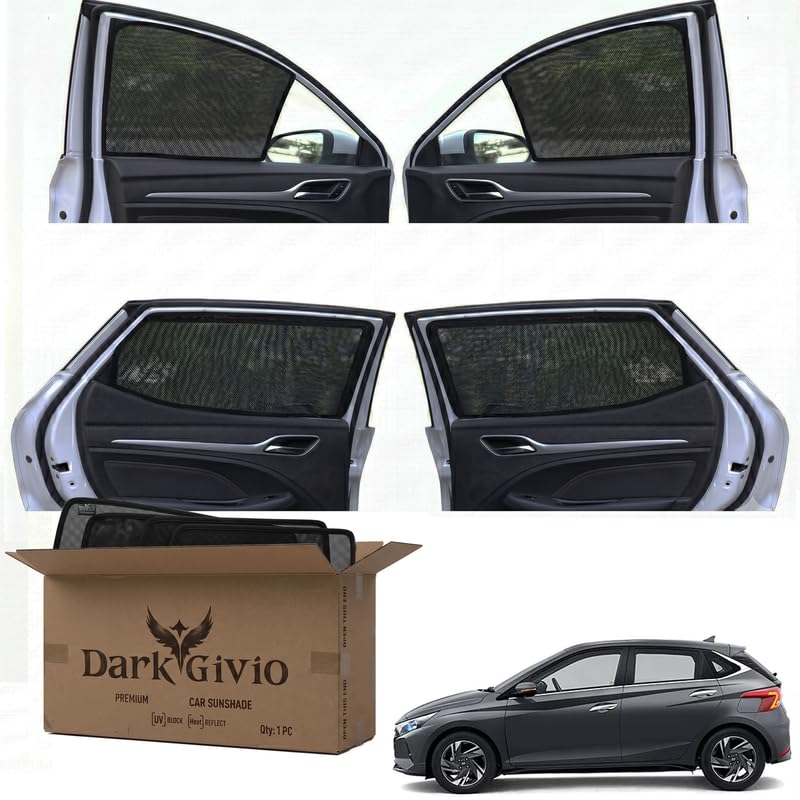Image of Car Window Sun Shade Protector for I 20 (2023) ASTA | Exact Fit Non-Magnetic Half Cut Sunshade (Set of 4 /6) | UV Blocker Side Window Car Curtains & Interior Accessory