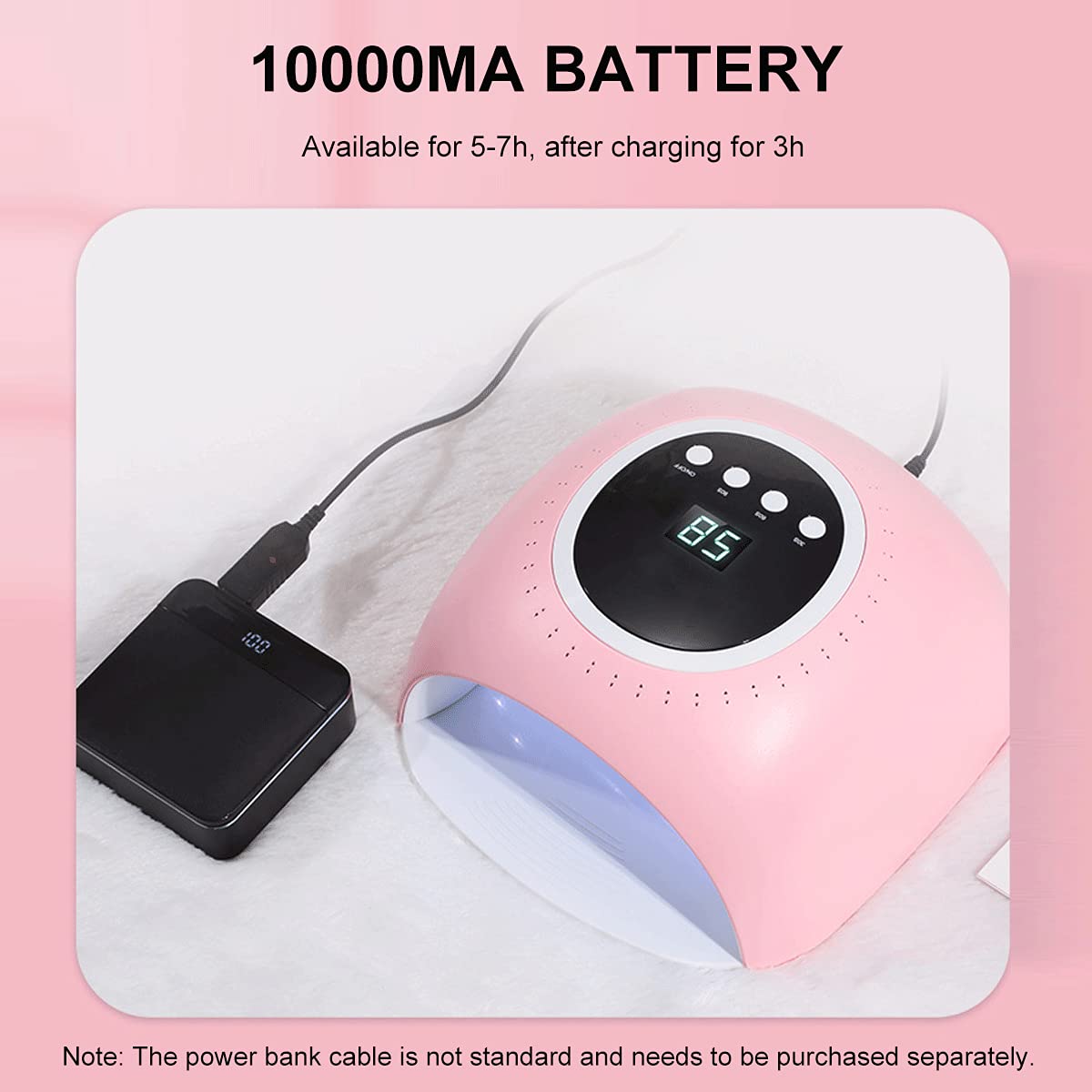Lampada UV LED per Unghie 60W Cordless per Unghie, Luce UV Ricaricabile con Impostazione 4 Timer, Display LCD, Rilevamento Automatico, Funzione di Sbiancamento a Luce Rossa Strumenti per Nail Art (L