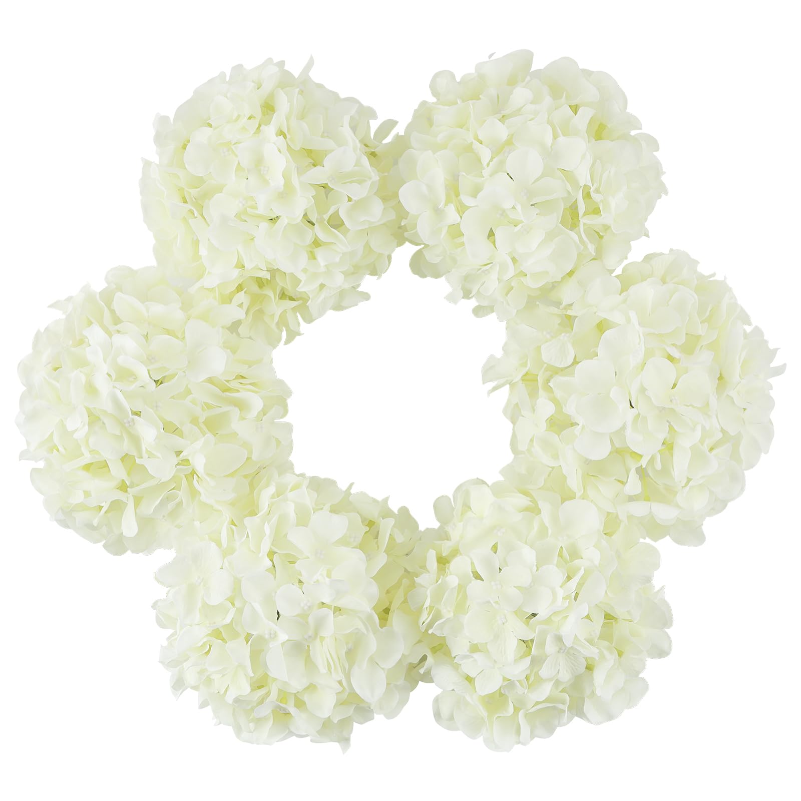 DuHouse Artificial Bigger Silk Hydrangea Flower Heads with Stem Realistic Fake Hydrangea Flower Bouquets for Wedding Home Party Garden Centerpiece Pack of 6(Cream)