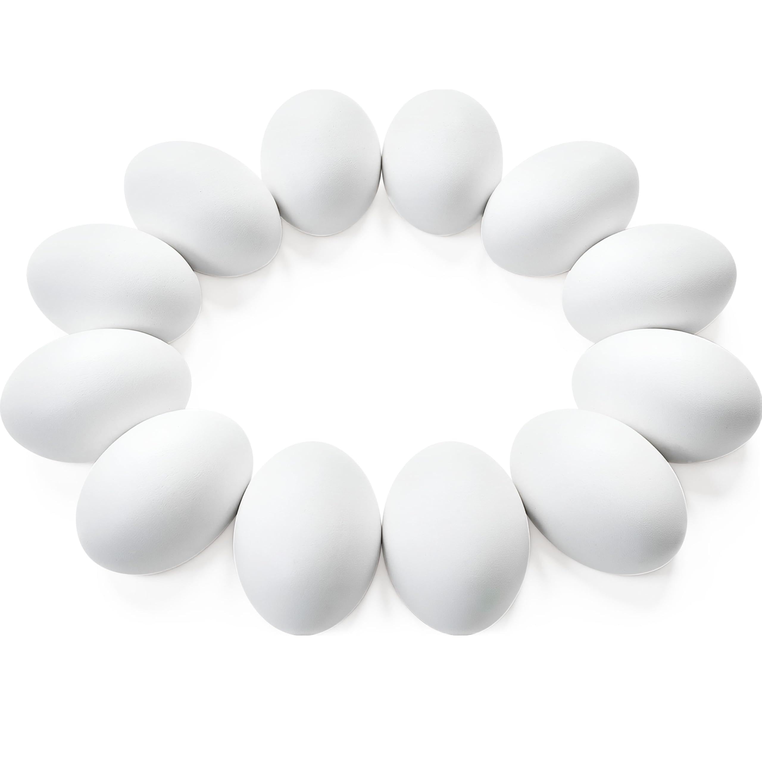 JOYIN 12 PCS Unpainted White Wooden Fake Easter Eggs for Egg Hunt, Paintable Eggs, Easter Crafts for Kids Party Favor, Children DIY Game, Kitchen Craft Adornment