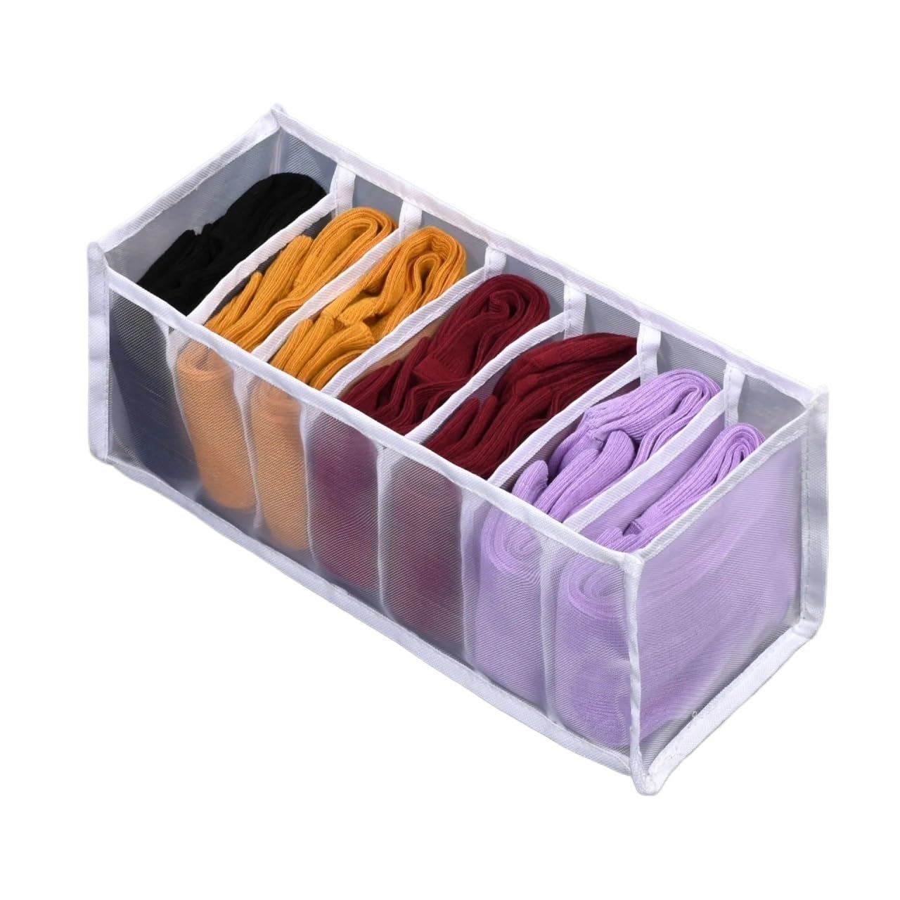 Sunrrafck White 1Pc Foldable Underwear Drawer Organizers Storage Dividers Closet Organizer Box For Clothes Bras Scarves Ties Socks(,7Grid)
