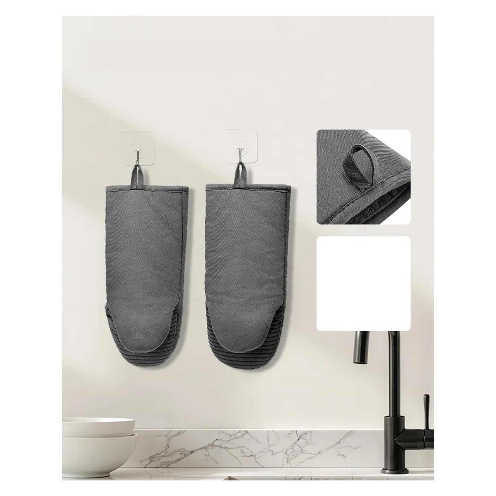 Maniques de Four à Bandes Silicone antidérapantes, Coton Polyester, 1 Paire