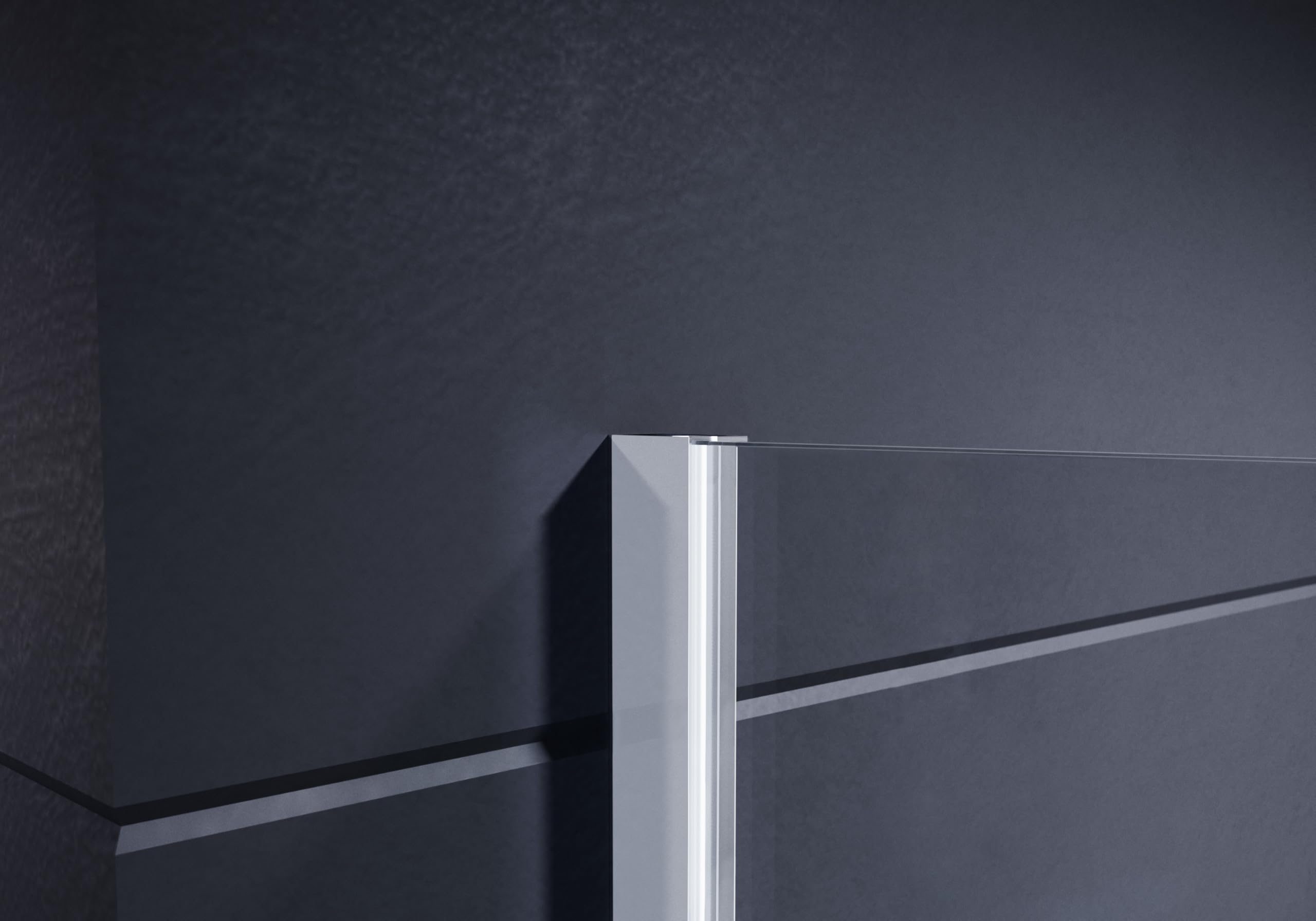 Duschwand 120x200 cm Palladium Walk In Neo 8 mm Glaswand mit Nano Clean Beschichtung Glasversiegelung Duschabtrennung Duschkabine begehbare Dusche 1200 x 2000 mm (116-117,5 cm)