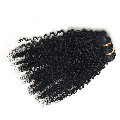 Afro - Extensiones de cabello humano rizado con clip de cabello humano virgen mongol para mujeres negras 7 piezasjuego de 423ozjuego 8 pulgadas