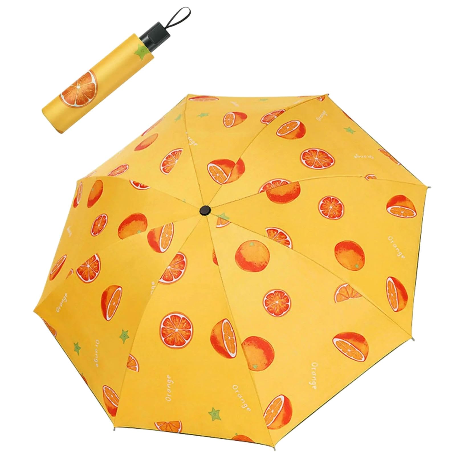 Ymkjzlbd Unisex Orange Umbrellas Travel Umbrella Windproof Folding For Rain,Compact Car,Lightweight Uv Protection Sun Umbrella