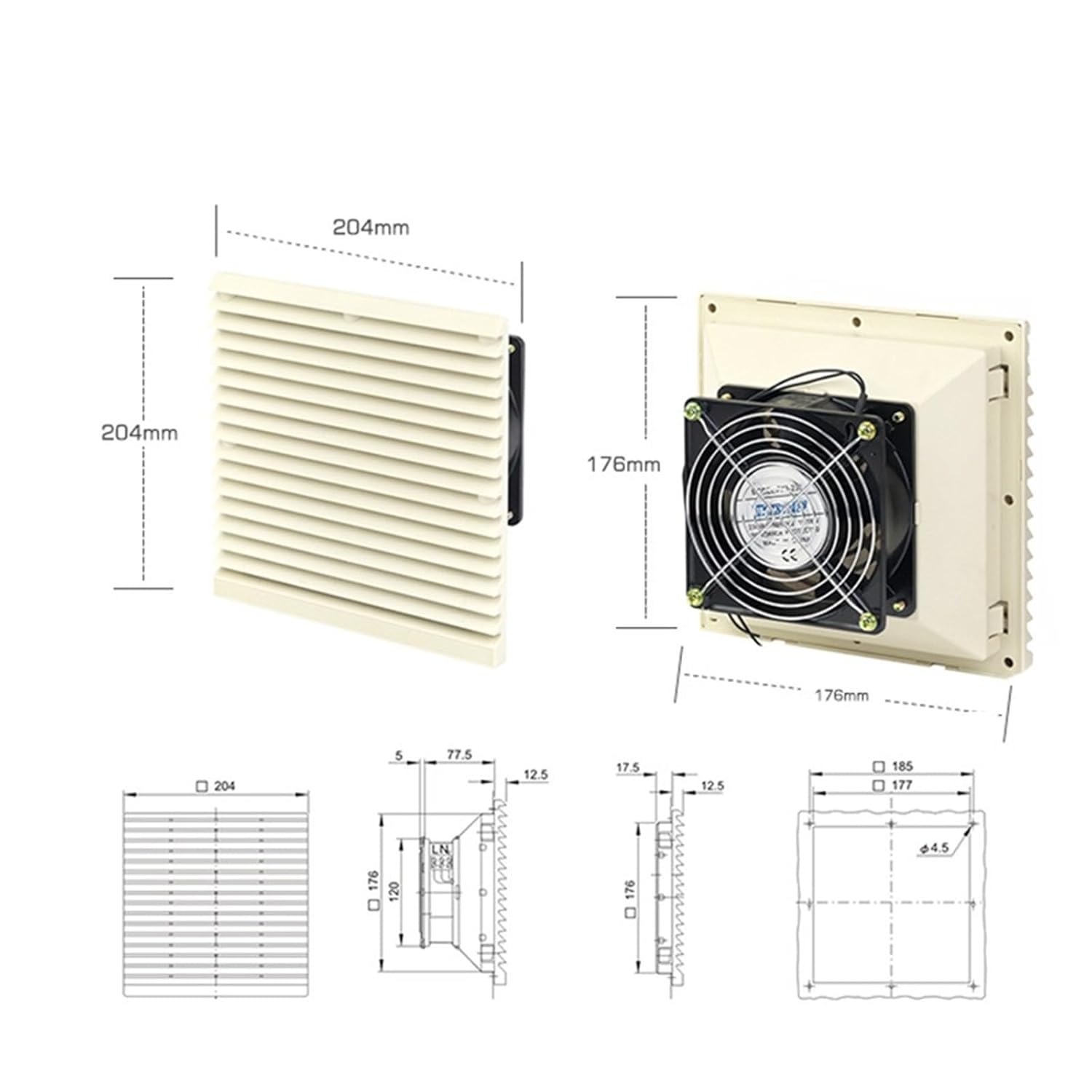 3323-230 Electrical Cabinet Ventilation Set Shutter Fan Grille Louver Blower Exhaust Cooling 230V 120mm Industrial Fan Filter