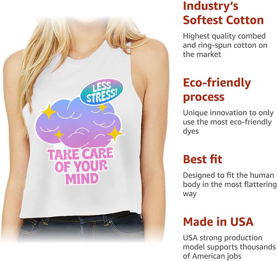 Take Care of Your Mind Racerback Cropped Tank - Graphic Women's Tank - Themed Tank Top
