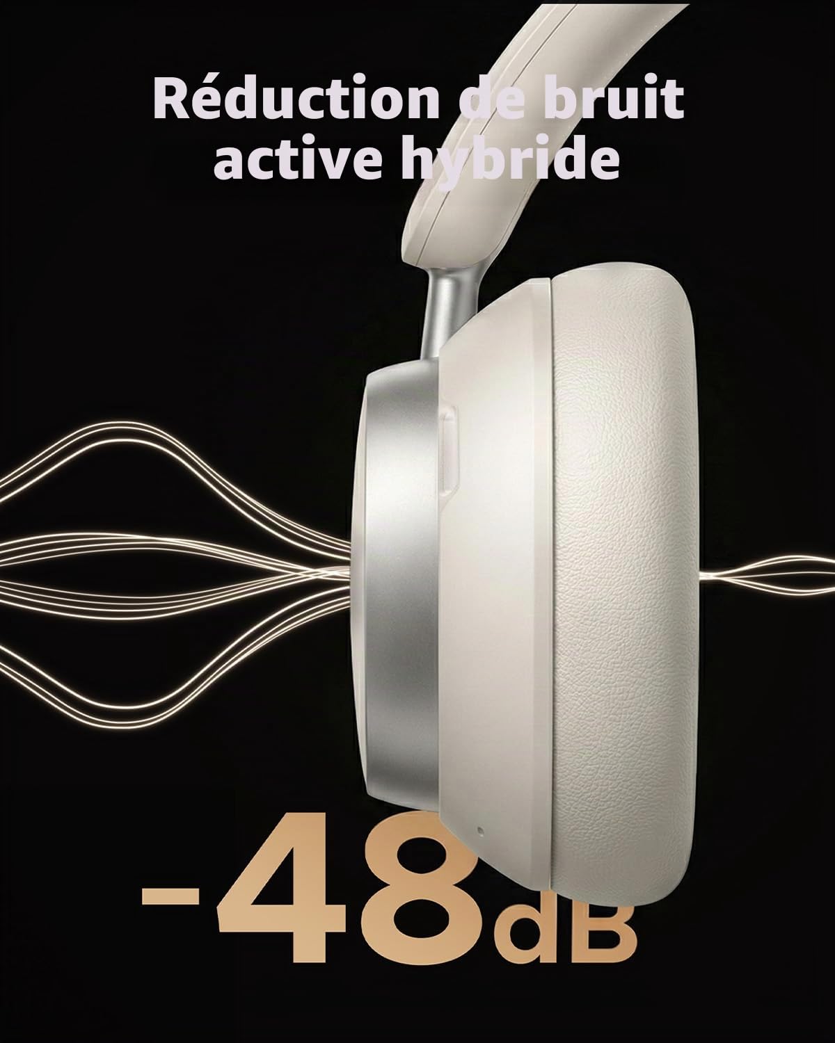 UGREEN HiTune Max6 Studio Pro 55614 Casque sans fil avec réduction active du bruit 100 heures d'autonomie Blanc