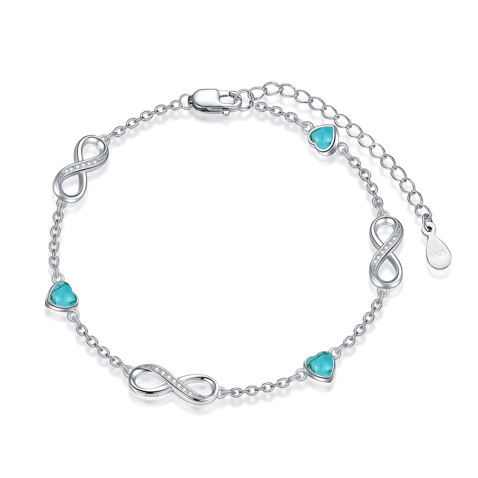 Dorunmo Ankle Bracelet for Women 925 Sterling Silver Natural Stone Bracelet Anklet Summer Beach Jewelry Birthday Gifts for Mom