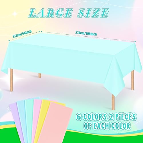 Miniatura 3 de 12 manteles de plástico color pastel, manteles rectangulares desechables de colores surtidos para baby shower, boda, fiesta de cumpleaños,