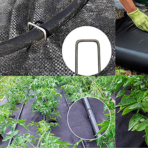 Ok5Star 100 Pack 12" Garden Stakes Pins,Heavy Duty Garden Landscape Staples Stakes Pins Galvanized Landscape Fabric Staples Sod Ground Staple For Anchoring Weed Barrier Fabric #TOP6