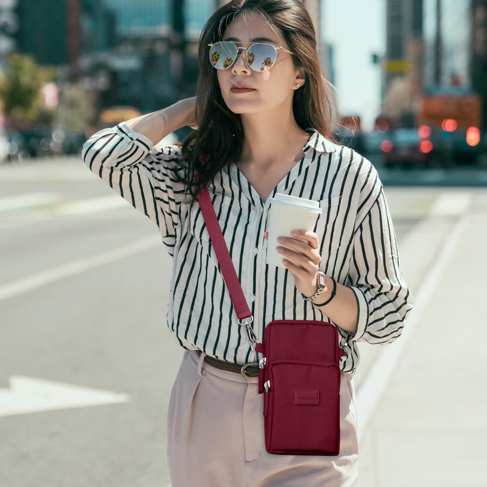 Aucuu Mała damska torba na telefon komórkowy, damska torba na telefon komórkowy z regulowanym paskiem, tkanina Oxford Crossbody Torba do biegania na telefon 7" (z gniazdem słuchawkowym)
