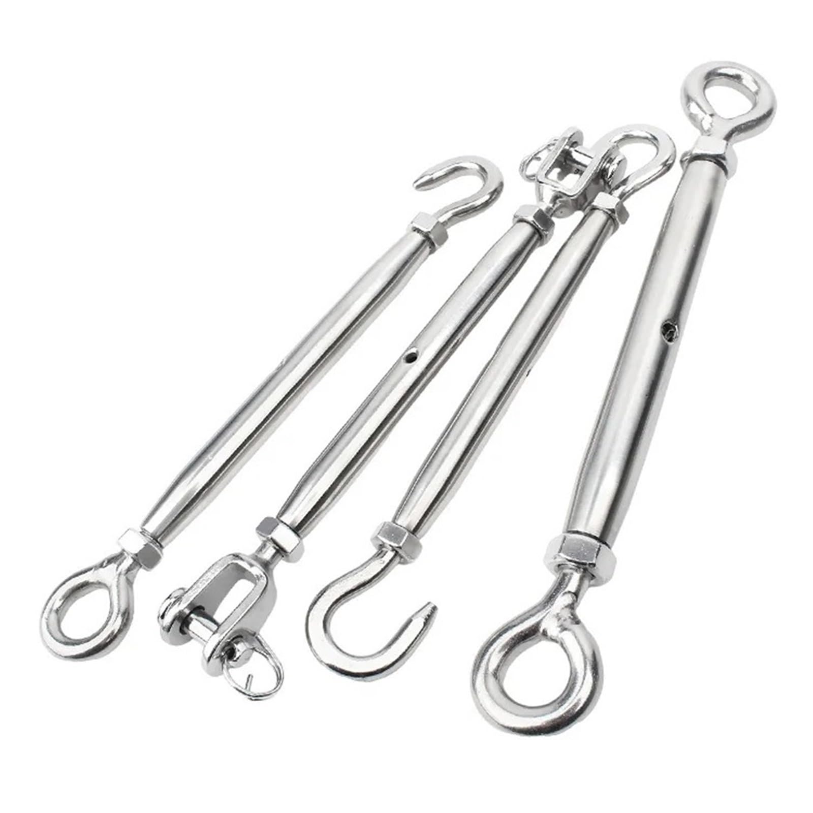 6 uds M5 - M12 304 ganchos de acero inoxidable y ajuste ojo cadena aparejo tensor cuerda alambre dispositivo tensión para Tensar Lonas Toldos(M12,Type 1)