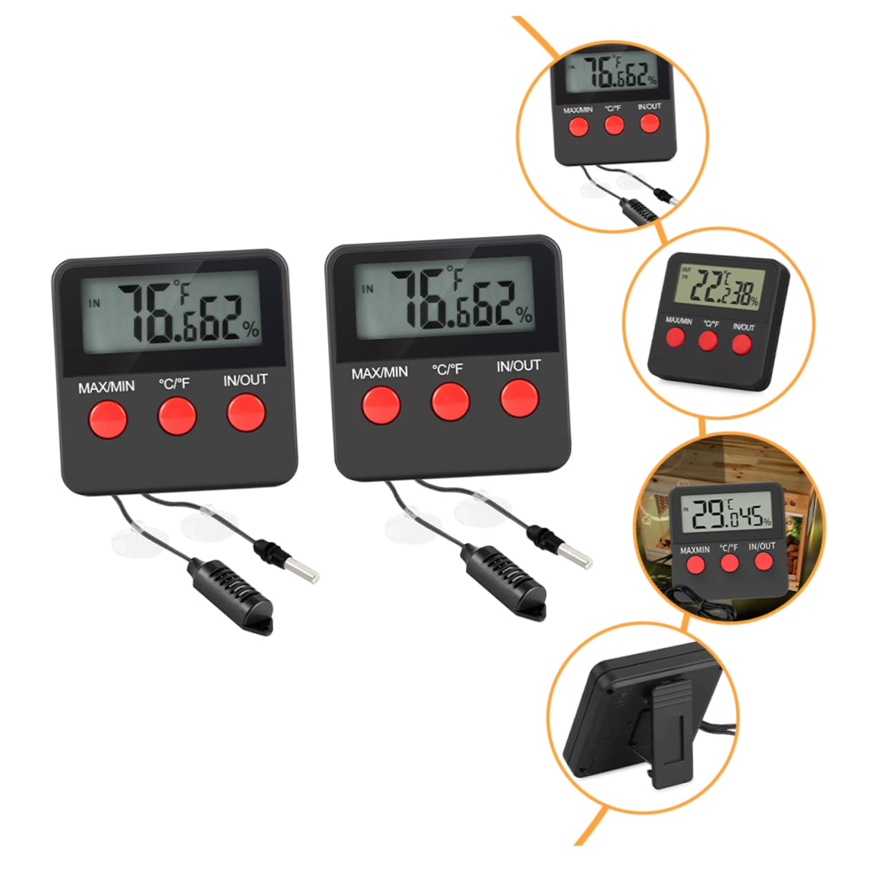 Toddmomy 2juegos Termómetro Higrómetro Para Reptiles De Accesorios Para Acuarios De Tortugas y Lagartos Medidor De Humedad y Temperatura Digital Para Terrarios Termómetro Para Huevos
