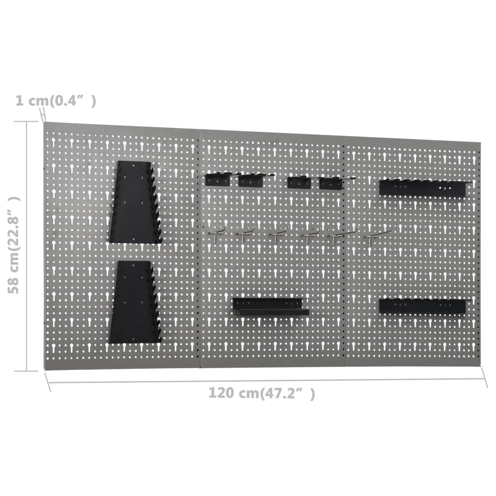 Stół warsztatowy z 3 ściankami narzędziowymi i szafką ścienną stalowy, materiał drewnopochodny, 120 x 60 x 85 cm, nośność 300 kg, nóżki z regulacją wysokości, do warsztatu i garażu