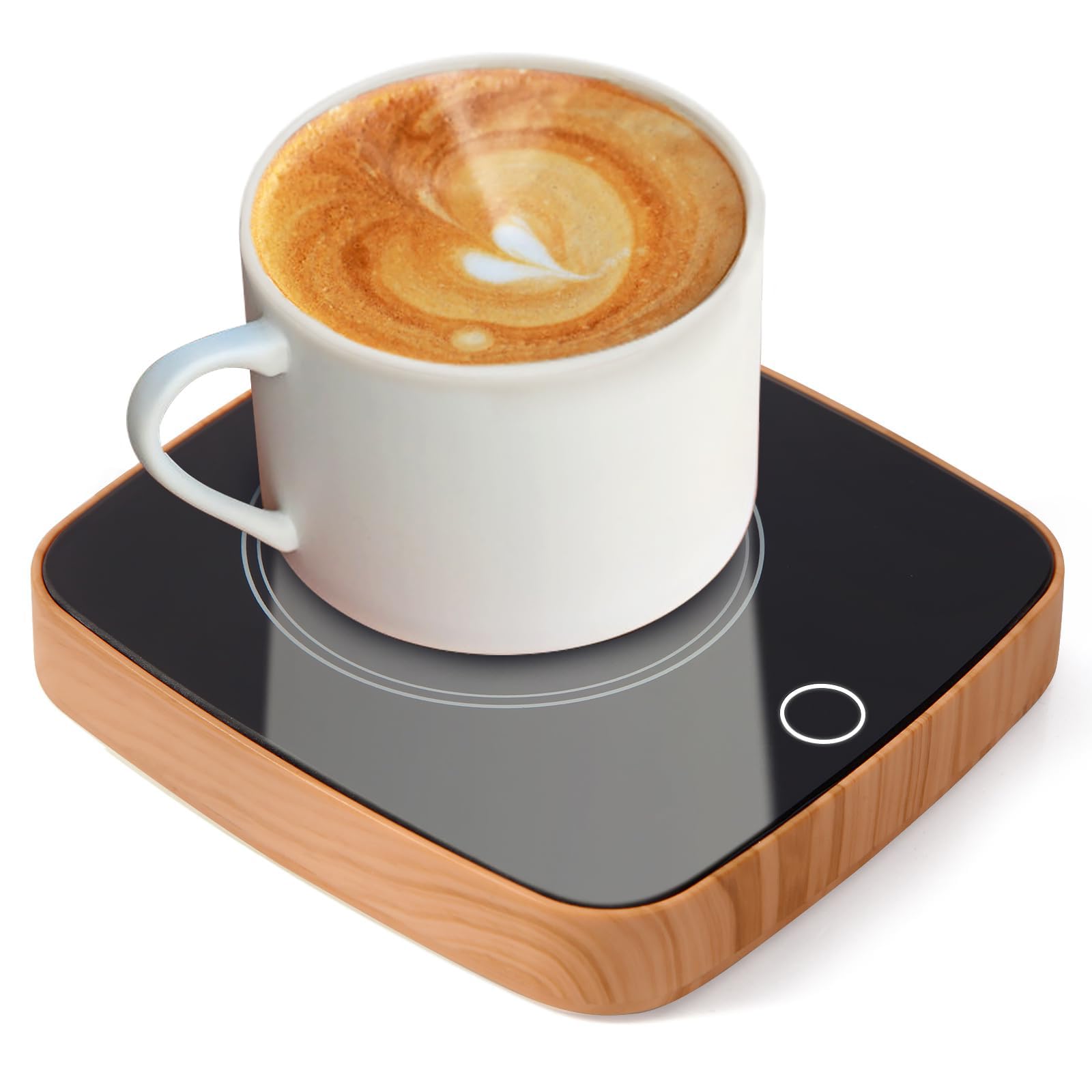 TERRIFI Coffee Cup Warmer, Electric Coffee Cup Warmer for Desk, Electric Coffee Cup Warmer, 3 Temperature Setting Electric Coffee Cup Warmer for Desk (No Cup), for Tea, Milk & Candle (Wood Grain)