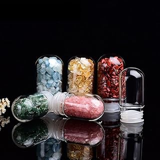 KUYIN Ornements 1PC Deux Tailles Crystal Guérison Pierre Energy Bouteilles Contenants de Gravier Remplacer Les doublures de Verre pour Bouteille d'eau en Verre (Size : 80x42mm)