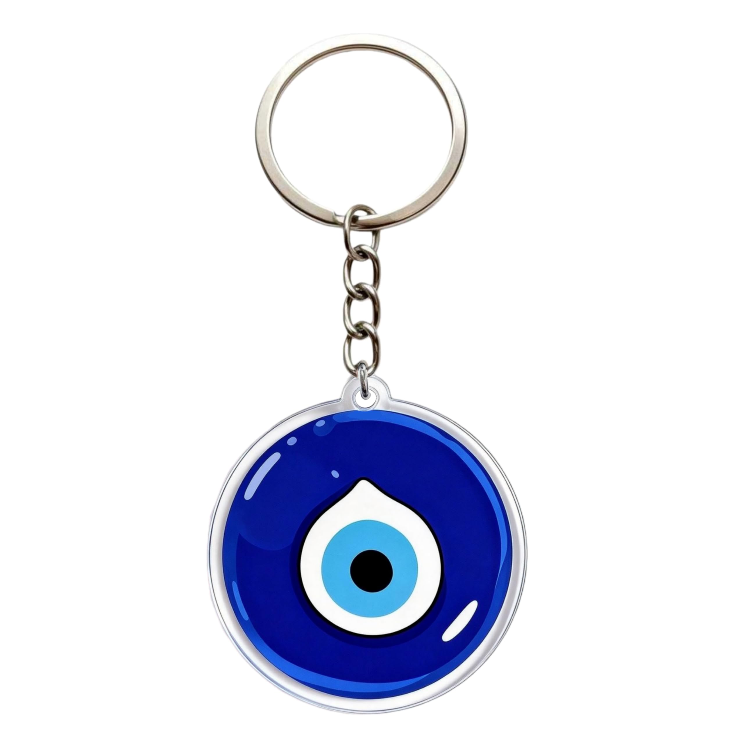 Blue Evil Eye Keychain Minimalist Lucky Eye Charm Key Ring for Women Men, Glossy Acrylic…