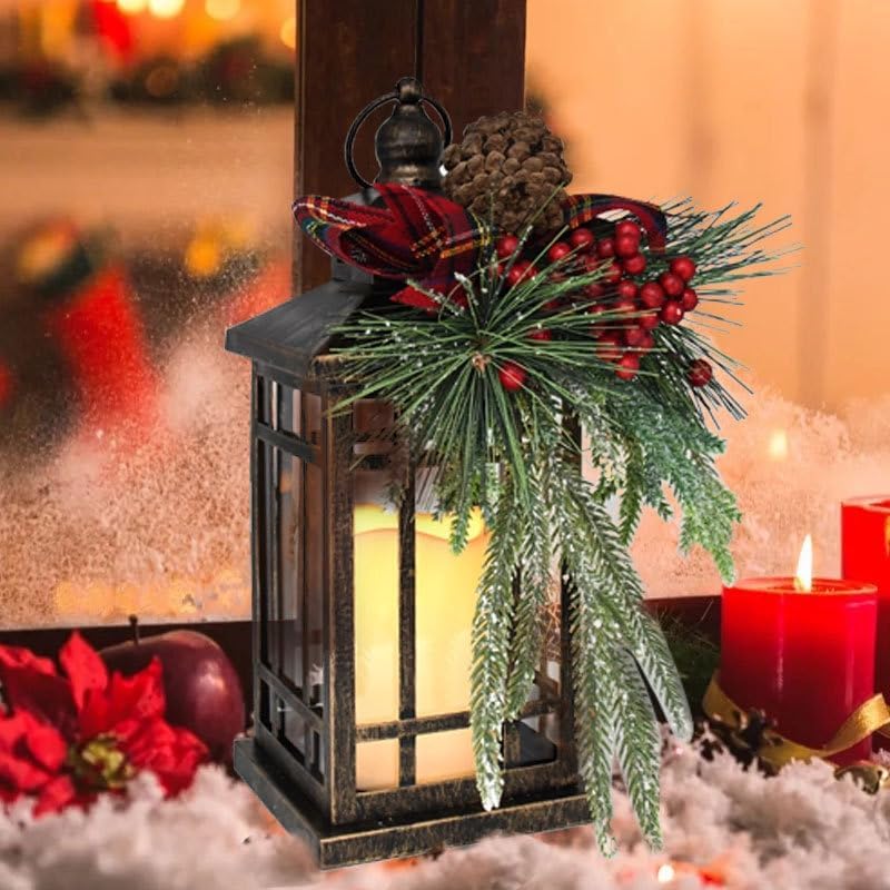 Miniatura 5 de Farol Mantle Christmas Snow Globe - Velas a pilas con temporizador y control remoto, decoración del hogar para interiores y exteriores