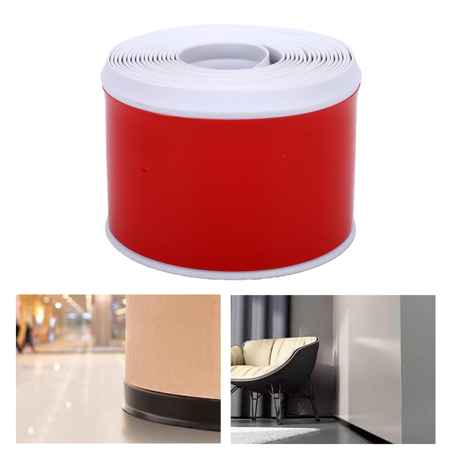 ASHATA 5m Nastro Adesivo Battiscopa PVC Autoadesivo per Casa (WHITE)