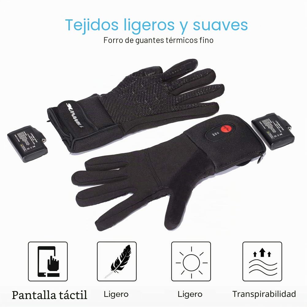 Guantes Calefactables Electrónicos para Hombre y Mujer, Guantes Calefactables Moto Invierno Térmicos de Artritis Batería Recargable Calentador de Mano para Esquí Motociclismo Pesca Senderismo Caza