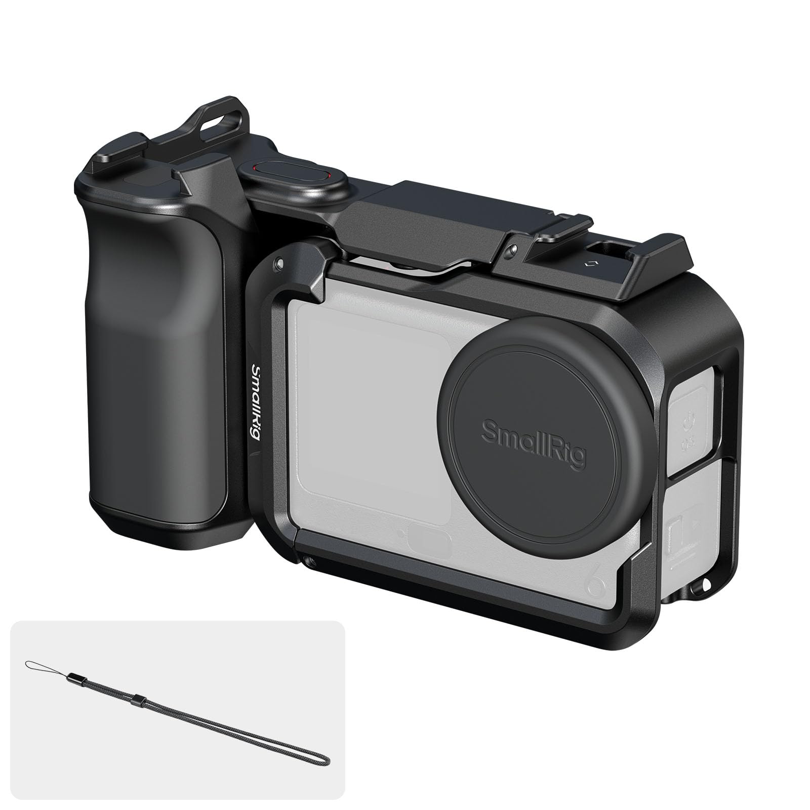 SMALLRIG Griff-Kit für DJI Osmo Action 6 mit Metallkäfig, Street Photography Griff, Auslöser, Kaltschuh, Handgelenkband, Objektivabdeckung, 1/4 Gewindeloch