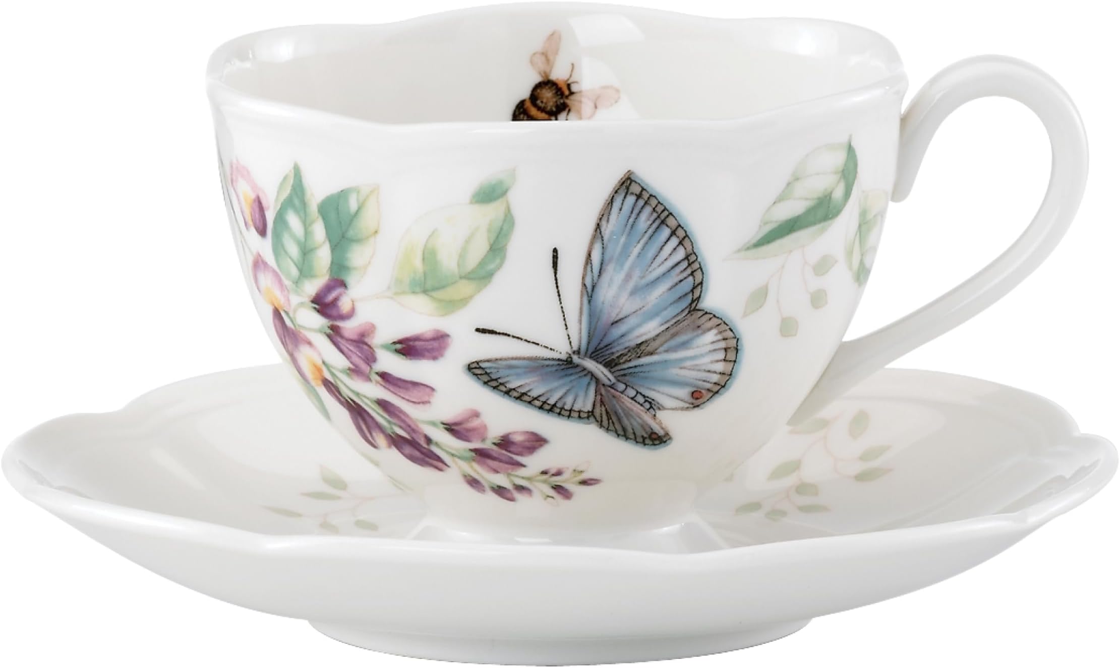 Lenox Butterfly Meadow Collection Blue Butterfly Tea Cup & Saucer Set