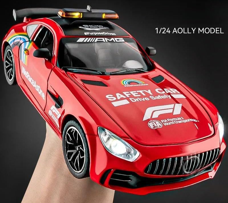 Image of Magicwand 1:24 Scale Die-Cast AMG-GT3【Large】【Box Packing】 with 4 Openable Doors,Pull Back Action,Lights,Music【Police Red】【Pack of 1】