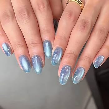 Amazon | COLORBIRD ネイルチップ ショート 24枚 マグネットネイル 青