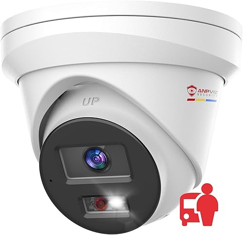 Anpviz Cámara IP PoE de 5MP, 3072x172820fps, detección de vehículos humanos, visión nocturna a color inteligente, cámara de seguridad de torreta de