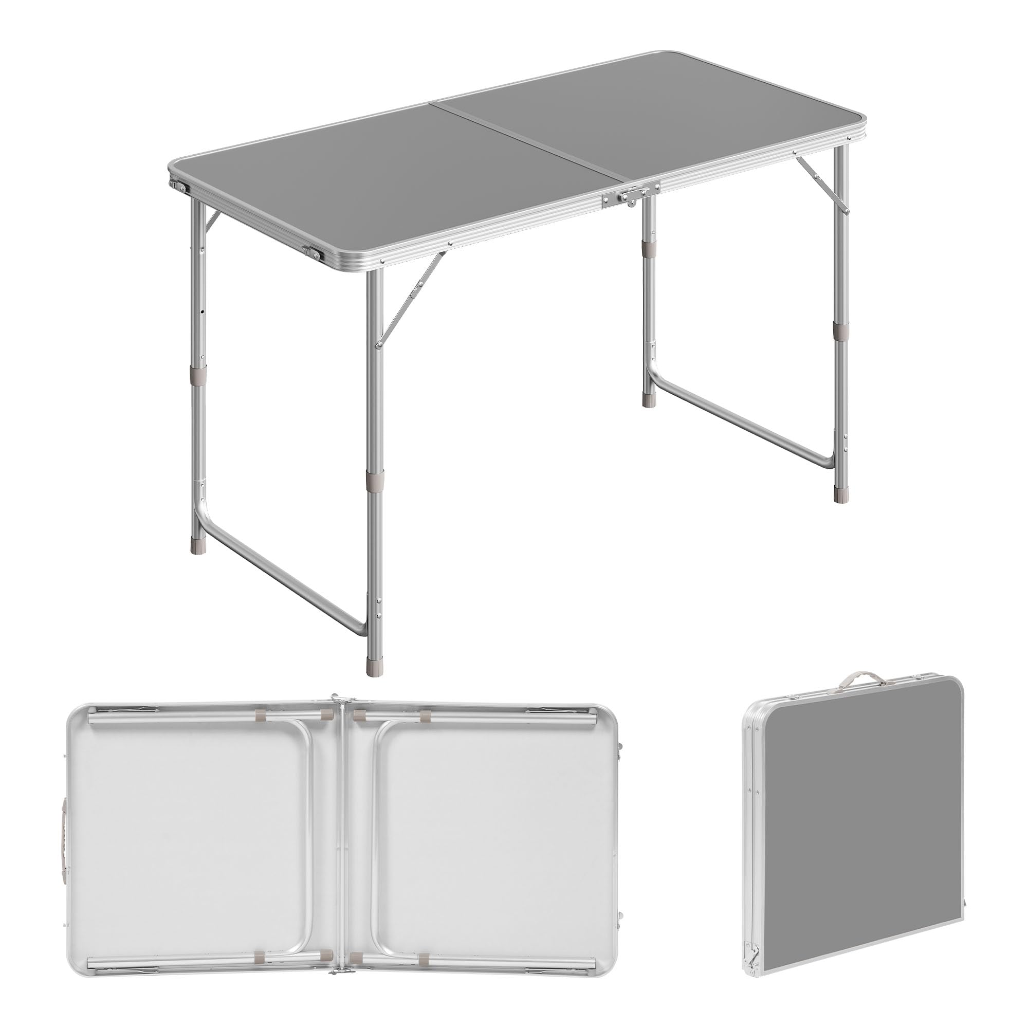 WOLTU CPT8131sz-6 Campingtafel, opvouwbaar, in hoogte verstelbaar, voor balkon, terras, picknick, bijzettafel, balkontafel, reistafel, zwart, set van 6