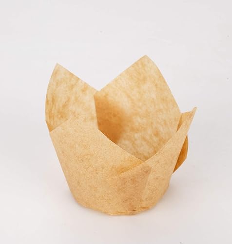 Vista 30 de GOLDEN APPLE, 100 piezas de tulipanes para cupcakes de loto pergamino para hornear muffins, tazas para bodas, cumpleaños, baby showers, natural)