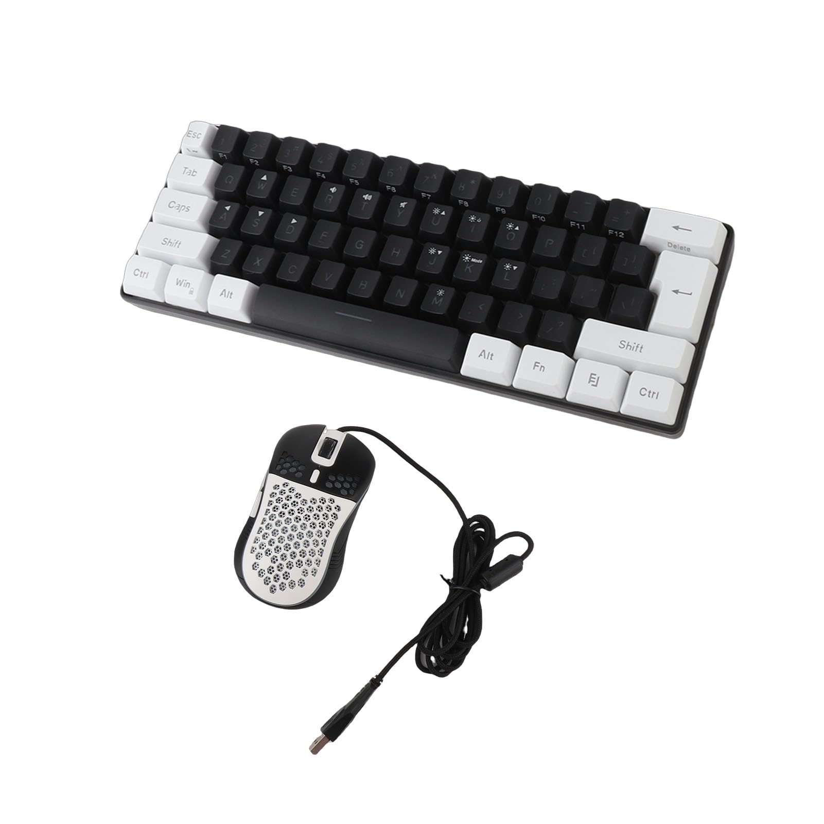 Teclado y Ratón para Juegos, Teclado Mecánico RGB con 61 Teclas con Cable, Sensación Mecánica óptica, Ergonómico para Juegos con Retroiluminación Multicolor, Pies de Inclinación Ajustables