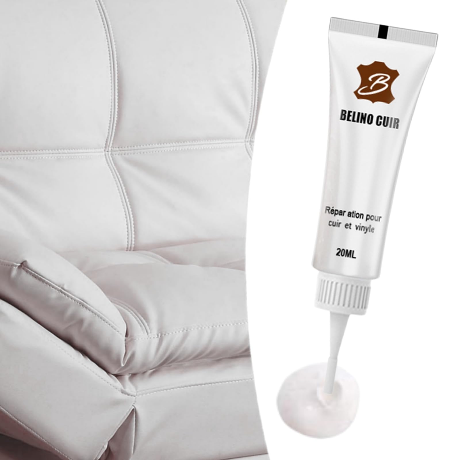 Kit Riparazione Pelle: Crema Riparatrice Pelle Bianco, Balsamo Riparazione Graffi, Gel Riparazione per Pelle Liquida
