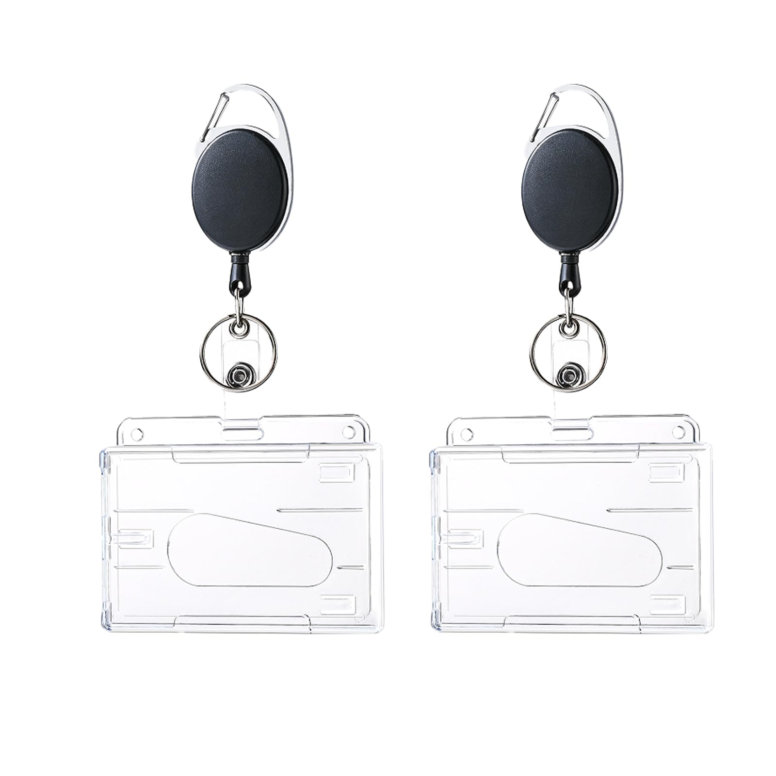透明カードホルダー まとめ売り Amazon.co.jp: ID カードホルダー 2 枚セット 伸縮リール式 横型硬質