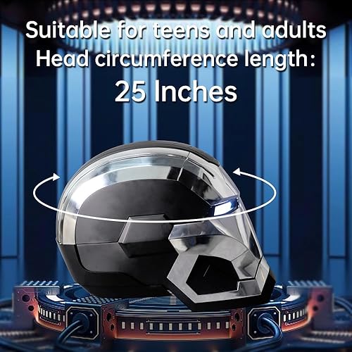 Miniatura 2 de Casco electrónico de máquina de guerra Iron Mans para adultos, control de voz, detección, control remoto para abrircerrar con sonidos y ojos LED,